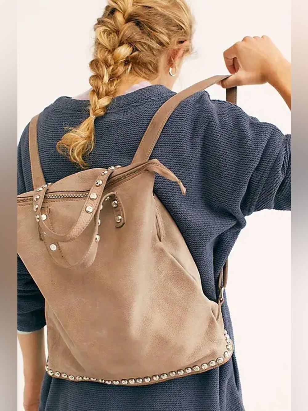 Free People Ellie Leather Studded Backpack